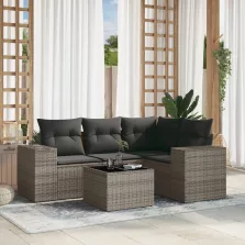   vidaXL 5 részes szürke polyrattan kerti ülőgarnitúra párnákkal