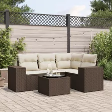   vidaXL 5 részes barna polyrattan kerti ülőgarnitúra párnával