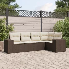   vidaXL 5 részes barna polyrattan kerti ülőgarnitúra párnával