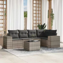   vidaXL 6 részes világosszürke polyrattan kerti ülőgarnitúra párnákkal