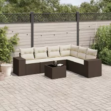   vidaXL 7 részes barna polyrattan kerti ülőgarnitúra párnákkal
