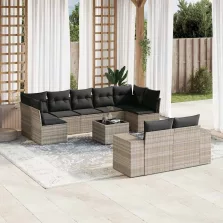   vidaXL 10 részes világosszürke polyrattan kerti ülőgarnitúra párnákkal