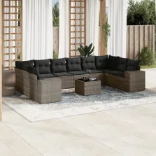   vidaXL 11 részes szürke polyrattan kerti ülőgarnitúra párnákkal