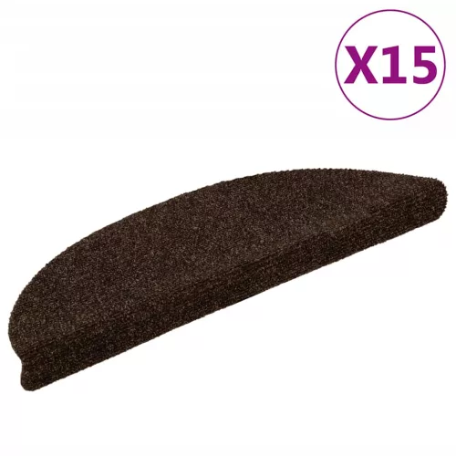 vidaXL 15 db barna tűlyukasztott öntapadó lépcsőszőnyeg 56 x 17 x 3 cm