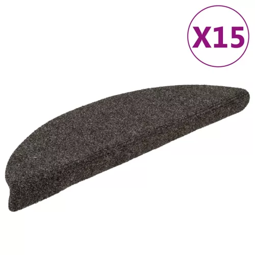 vidaXL 15 db öntapadós lépcsőszőnyeg 56 x 17 x 3 cm antracit félkör alakú