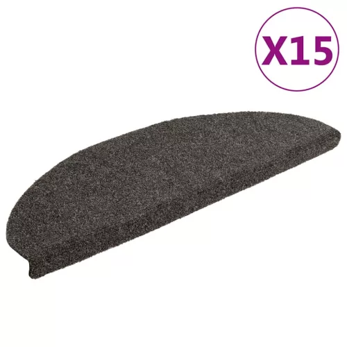 vidaXL 15 db öntapadós lépcsőszőnyeg 65 x 21 x 4 cm antracit színű, félkör alakú, nagy