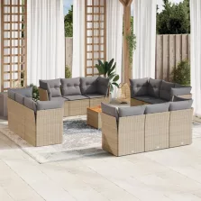  vidaXL 13 részes bézs polyrattan kerti ülőgarnitúra párnákkal