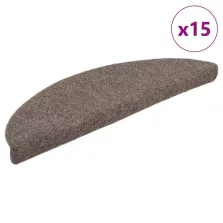   vidaXL 15 db öntapadós lépcsőszőnyeg 65 x 21 x 4 cm bézs félkör alakú nagy