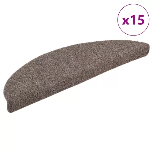 vidaXL 15 db öntapadós lépcsőszőnyeg 65 x 21 x 4 cm bézs félkör alakú nagy