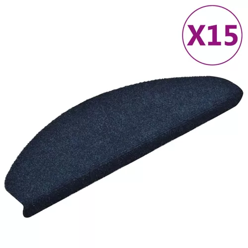vidaXL 15 db öntapadós lépcsőszőnyeg 65 x 21 x 4 cm sötétkék félkör alakú nagy