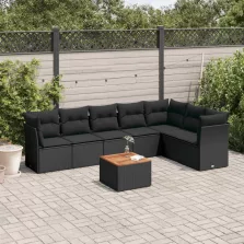   vidaXL 8 részes fekete polyrattan kerti ülőgarnitúra párnákkal