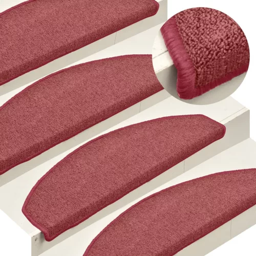 vidaXL 15 db-os bordó félkör alakú lépcsőszőnyegek, 65 x 24 x 4 cm, nagy