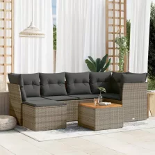  vidaXL 7 részes szürke polyrattan kerti ülőgarnitúra párnákkal