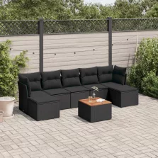   vidaXL 8 részes fekete polyrattan kerti ülőgarnitúra párnákkal