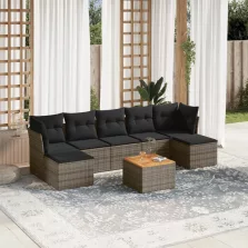   vidaXL 8 részes szürke polyrattan kerti ülőgarnitúra párnákkal