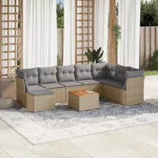   vidaXL 9 részes bézs polyrattan kerti ülőgarnitúra párnákkal