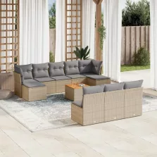   vidaXL 11 részes bézs polyrattan kerti ülőgarnitúra párnákkal