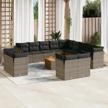   vidaXL 14 részes szürke polyrattan kerti ülőgarnitúra párnákkal