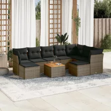   vidaXL 10 részes szürke polyrattan kerti ülőgarnitúra párnákkal