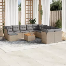   vidaXL 12 részes bézs polyrattan kerti ülőgarnitúra párnákkal