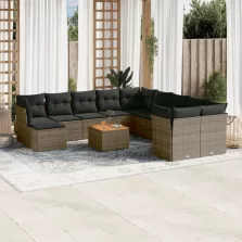   vidaXL 12 részes szürke polyrattan kerti ülőgarnitúra párnákkal