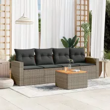  vidaXL 5 részes szürke polyrattan kerti ülőgarnitúra párnákkal
