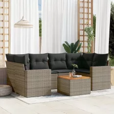   vidaXL 7 részes szürke polyrattan kerti ülőgarnitúra párnákkal