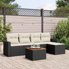   vidaXL 6 részes fekete polyrattan kerti ülőgarnitúra párnákkal