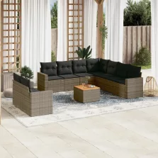   vidaXL 10 részes szürke polyrattan kerti ülőgarnitúra párnákkal