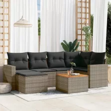  vidaXL 7 részes szürke polyrattan kerti ülőgarnitúra párnákkal