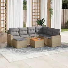   vidaXL 8 részes bézs polyrattan kerti ülőgarnitúra párnával