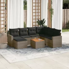   vidaXL 8 részes szürke polyrattan kerti ülőgarnitúra párnákkal