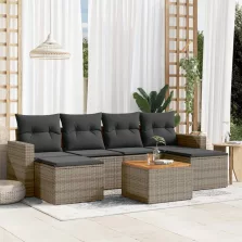   vidaXL 7 részes szürke polyrattan kerti ülőgarnitúra párnákkal