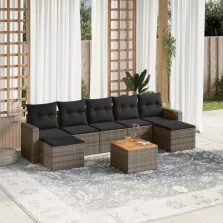   vidaXL 8 részes szürke polyrattan kerti ülőgarnitúra párnákkal