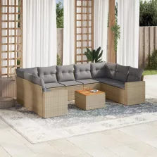   vidaXL 10 részes bézs polyrattan kerti ülőgarnitúra párnával