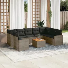   vidaXL 10 részes szürke polyrattan kerti ülőgarnitúra párnákkal