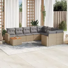   vidaXL 10 részes bézs polyrattan kerti ülőgarnitúra párnával