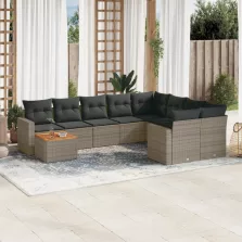   vidaXL 10 részes szürke polyrattan kerti ülőgarnitúra párnákkal