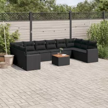   vidaXL 11 részes fekete polyrattan kerti ülőgarnitúra párnákkal