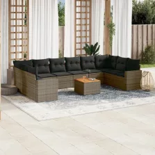   vidaXL 11 részes szürke polyrattan kerti ülőgarnitúra párnákkal