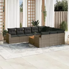   vidaXL 11 részes szürke polyrattan kerti ülőgarnitúra párnákkal