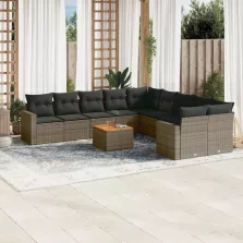   vidaXL 11 részes szürke polyrattan kerti ülőgarnitúra párnákkal