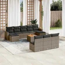   vidaXL 11 részes szürke polyrattan kerti ülőgarnitúra párnákkal