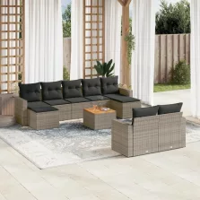   vidaXL 10 részes szürke polyrattan kerti ülőgarnitúra párnákkal