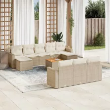   vidaXL 11 részes bézs polyrattan kerti ülőgarnitúra párnákkal