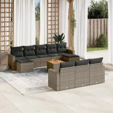   vidaXL 11 részes szürke polyrattan kerti ülőgarnitúra párnákkal