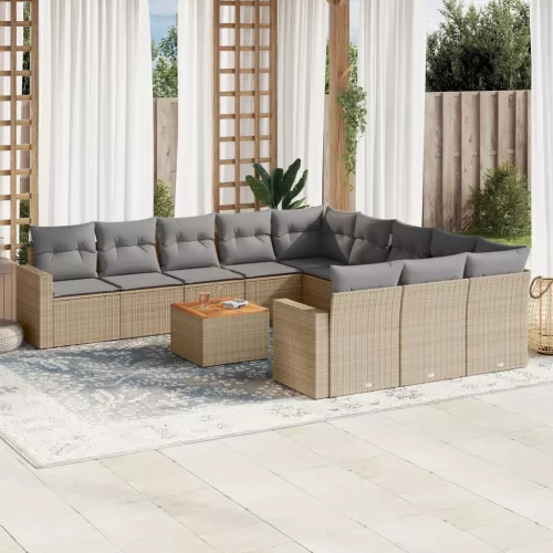 vidaXL 12 részes bézs polyrattan kerti ülőgarnitúra párnákkal