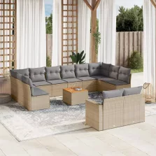  vidaXL 13 részes bézs polyrattan kerti ülőgarnitúra párnákkal