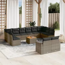   vidaXL 13 részes szürke polyrattan kerti ülőgarnitúra párnákkal