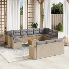   vidaXL 14 részes bézs polyrattan kerti ülőgarnitúra párnával